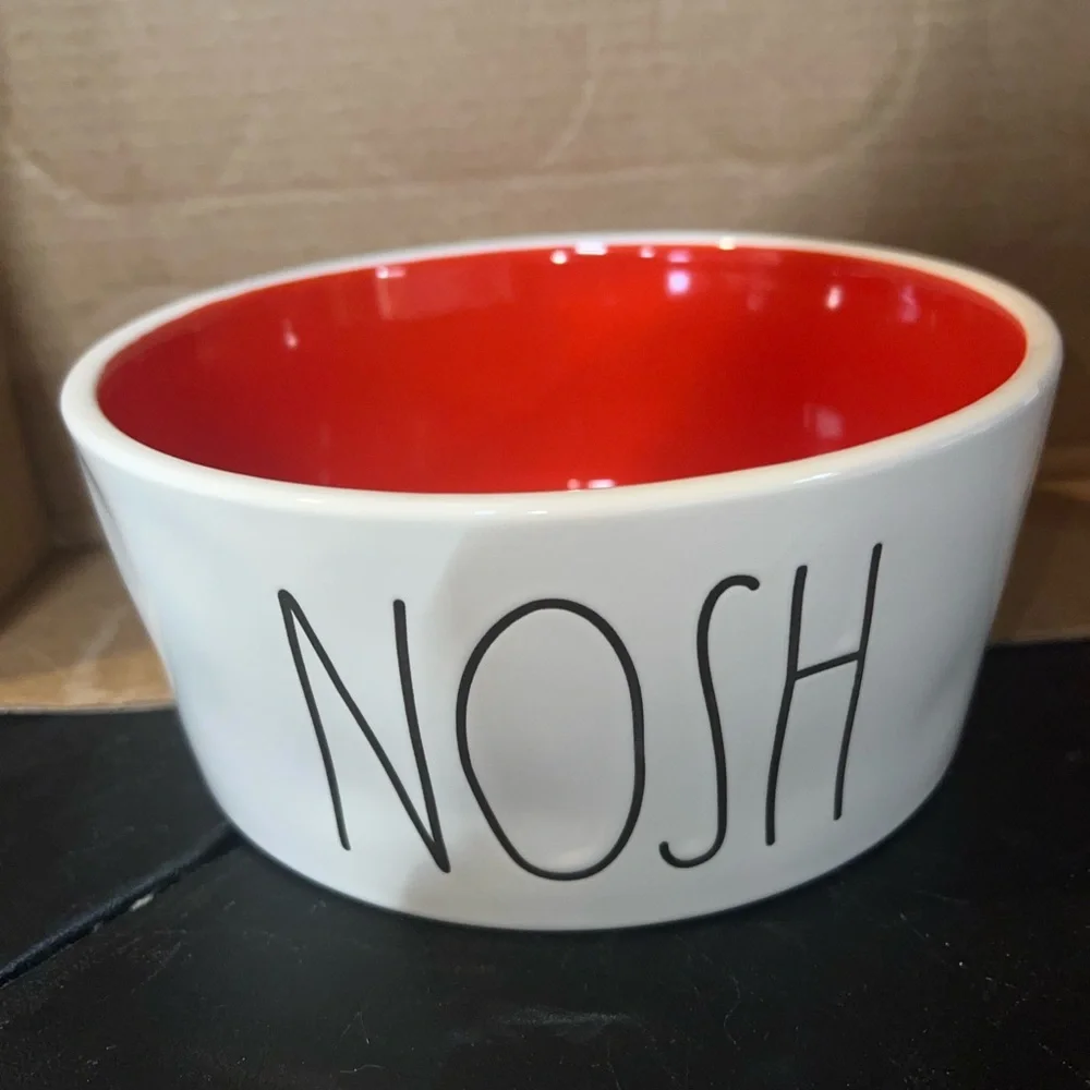 Rae Dunn Red and White Nosh Bowl